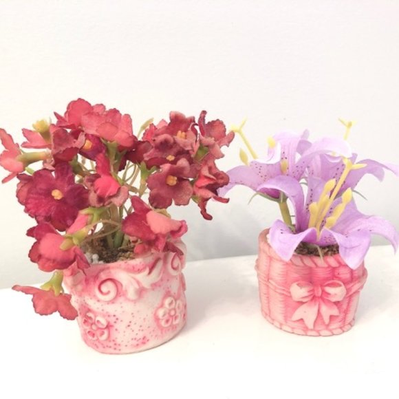 Vintage Spring Mini Artificial Flower and Pot Bow - Picture 8 of 8